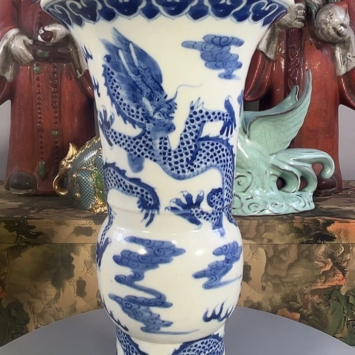 瓶青花龙纹花孤瓶摆件