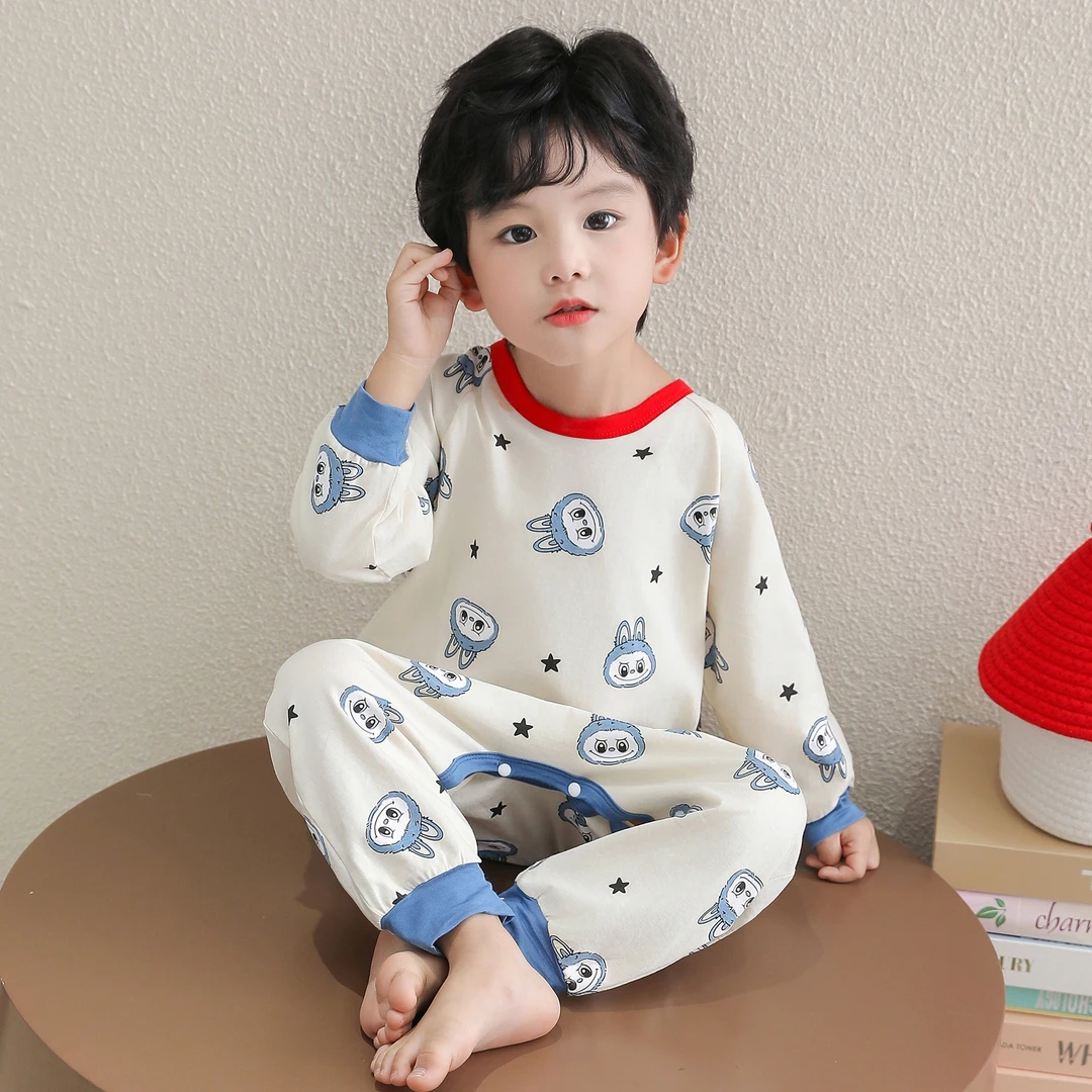 男童连体衣春秋纯棉男女宝宝睡衣网红爬服男孩睡袋哈衣早秋季衣服
