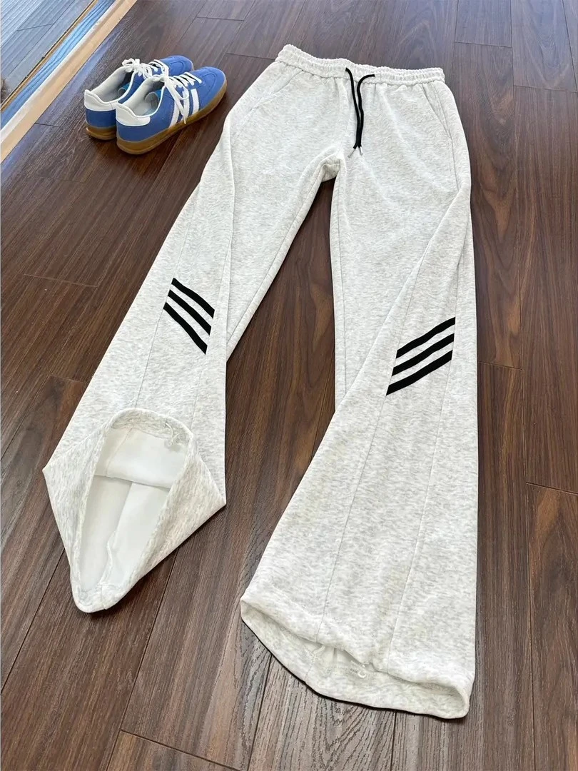 cleanfit条纹运动卫裤男款秋季美式重磅三条杠裤子直筒宽松休闲裤