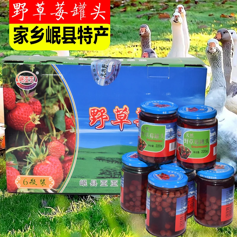 岷县野草莓罐头甘肃岷县特产小吃新鲜亚亚水果罐头玻璃瓶装