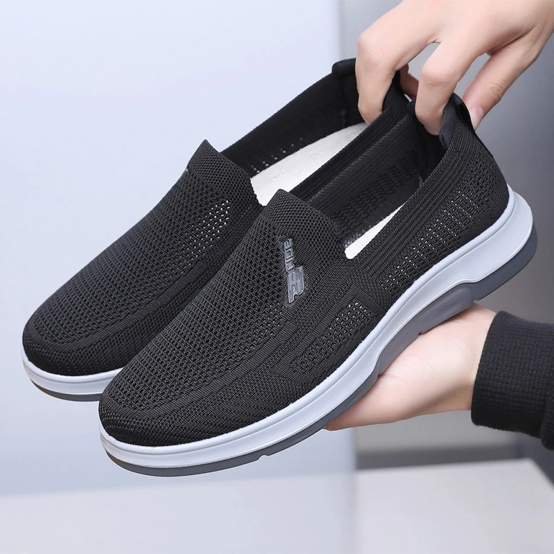 老北京布鞋男网鞋夏季透气大洞眼镂空一脚蹬爸爸鞋轻软底休闲鞋子