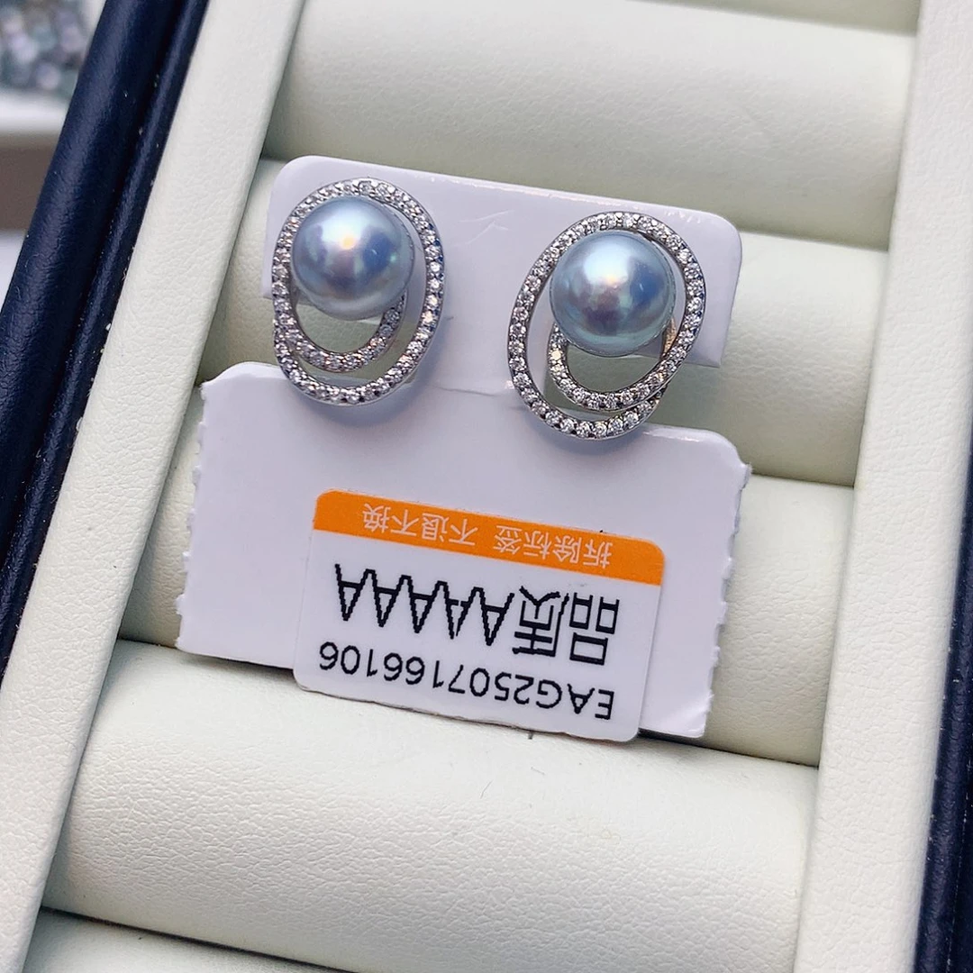 海水珍珠银S925镶嵌耳饰W30
