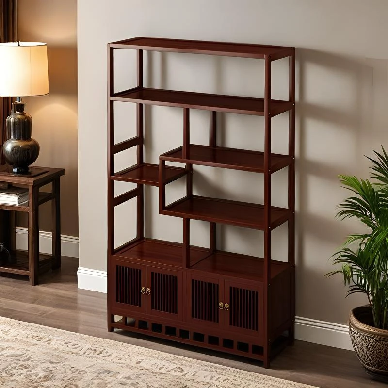 博古架新中式茶具茶叶置物架子客厅靠墙多宝阁古董摆件展示架书架