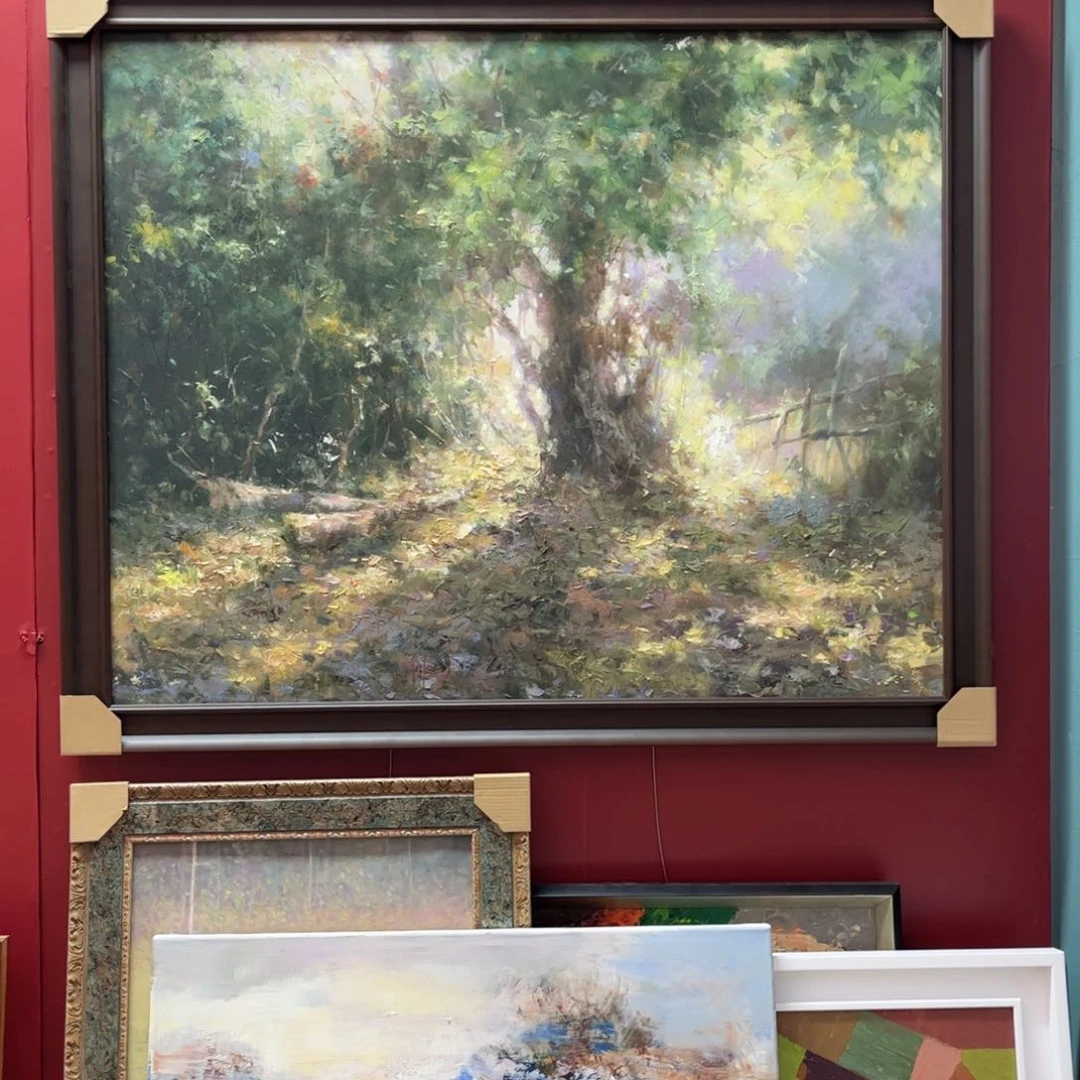 油画老*瘩树风景手绘油画