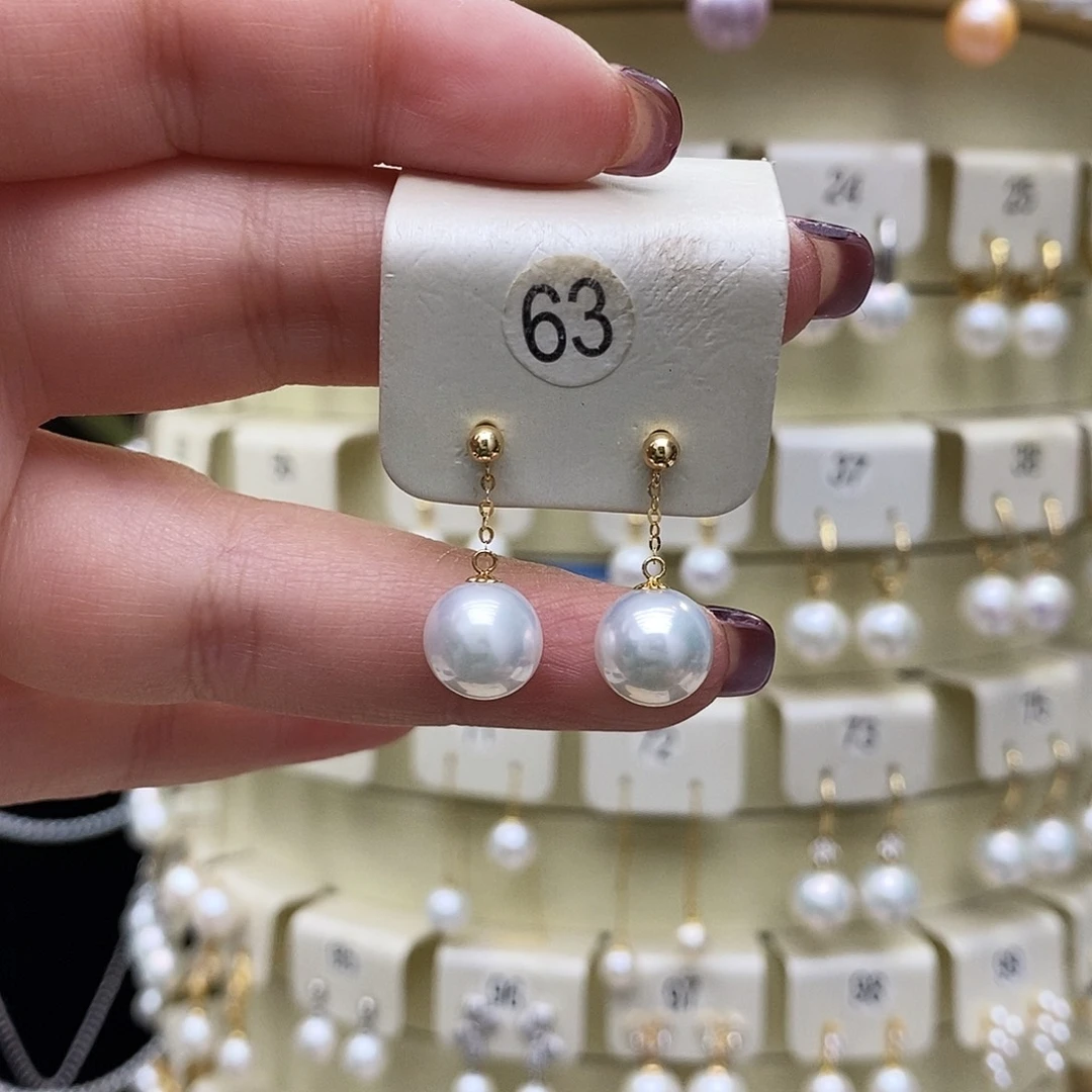 淡水珍珠耳饰18K金镶嵌