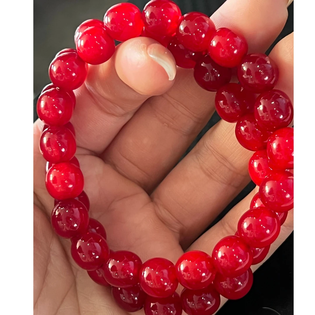 非金属珐琅手链 红色 皮皮 圆珠   手链