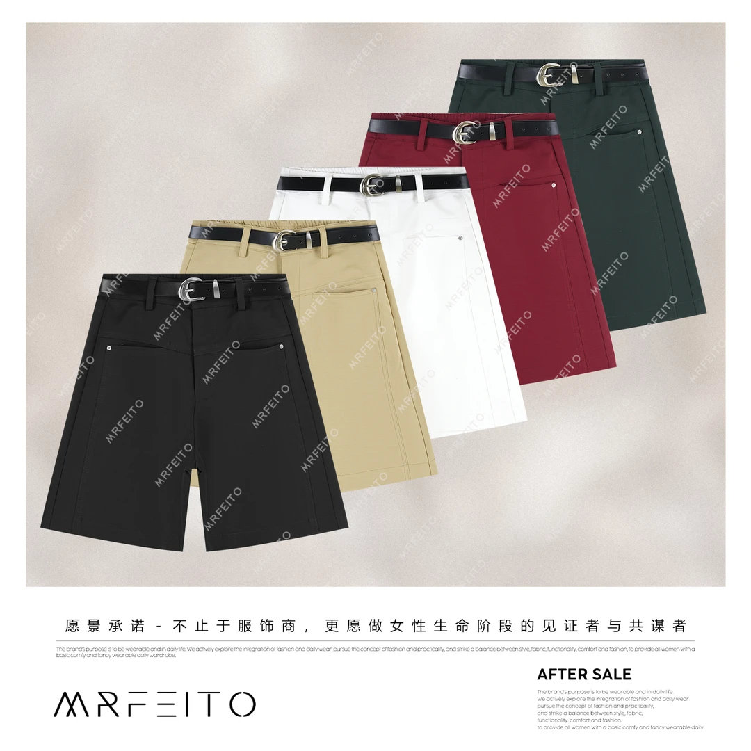 MRFEITO【漫漫盛夏】春夏新款显瘦简约风百搭女士短裤H3DK02X31666