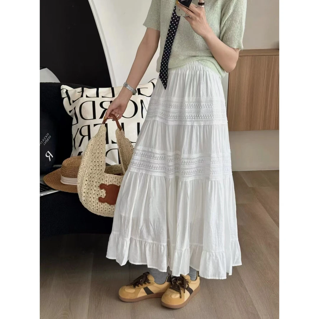 SP【春日协奏曲】 白色半身裙女法式a字大裙摆中长款蛋糕裙