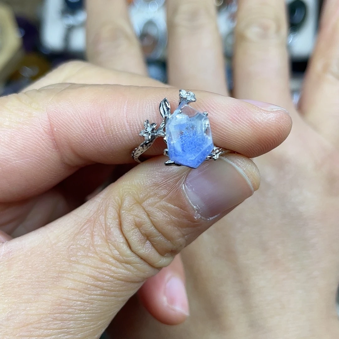 【闪购商品】银S925镶嵌珠宝半成品水晶戒指