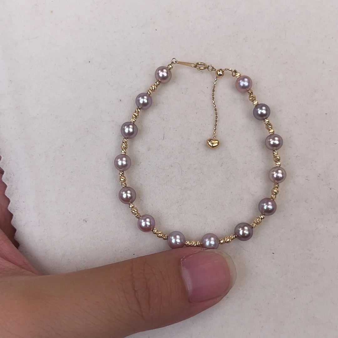 淡水珍珠手绳18K金镶嵌