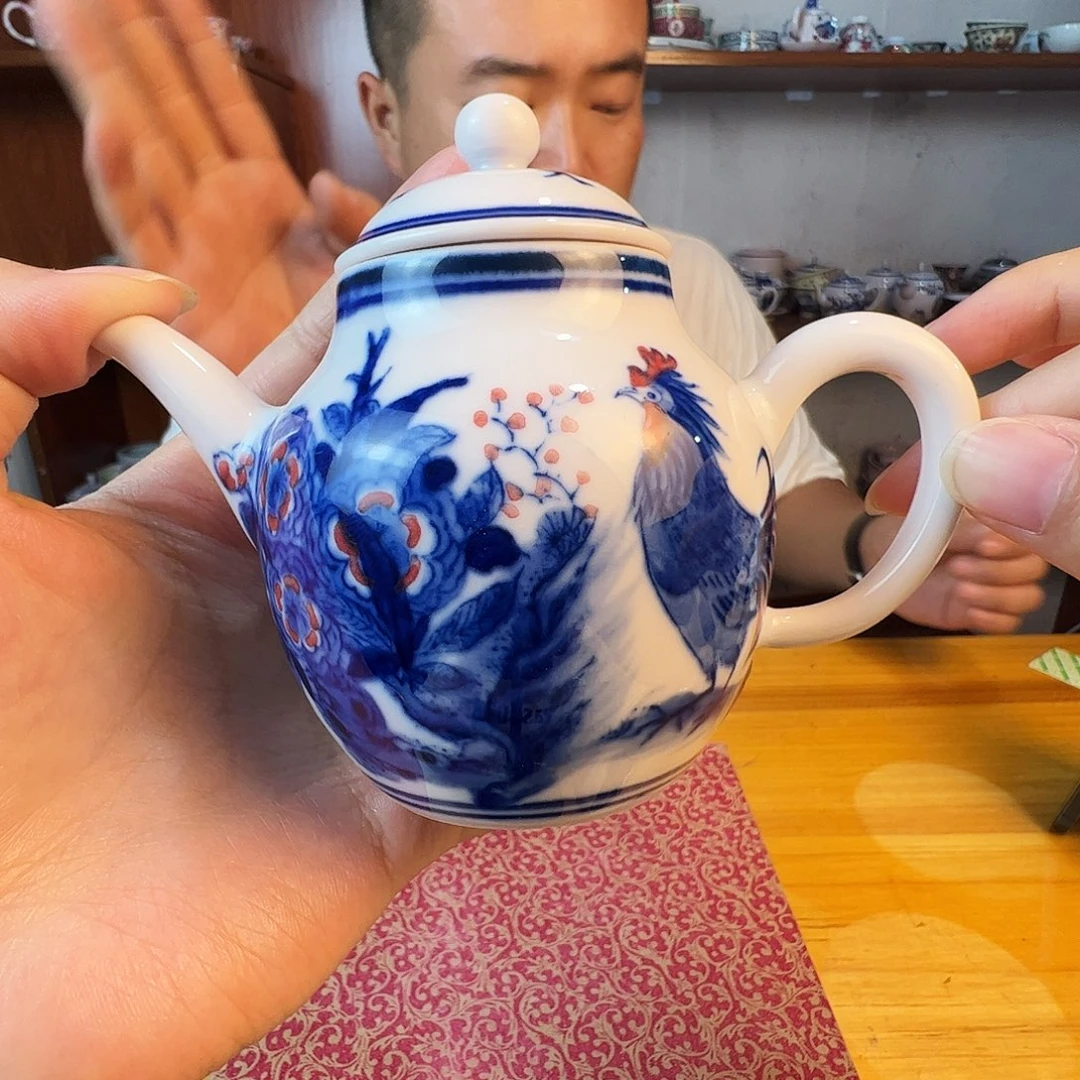 瓷片景德镇陶瓷红嘻嘻大吉大利壶一只