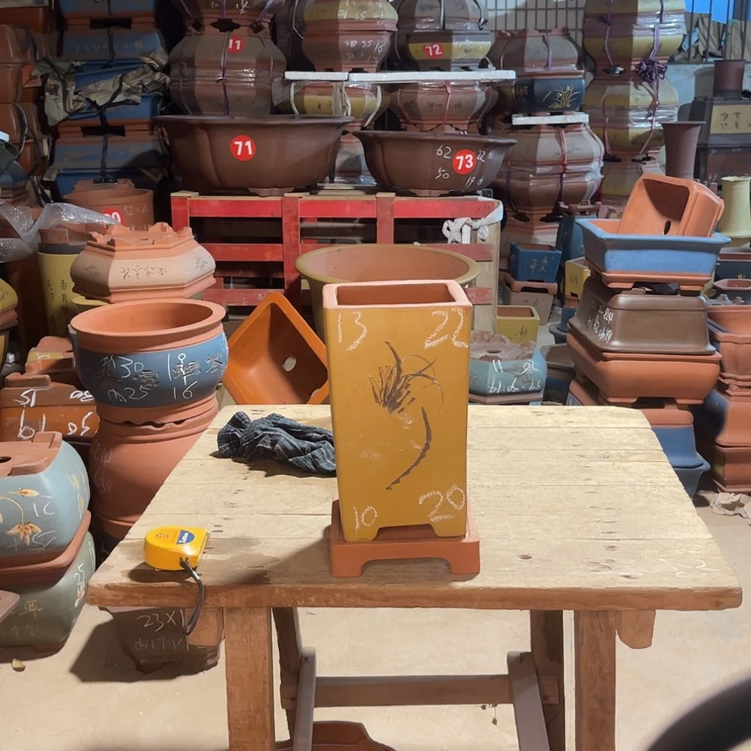 紫砂花盆高四方盆一个