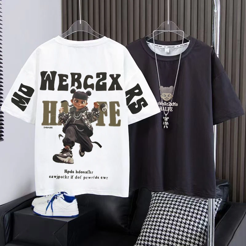 儿童夏季休闲百搭圆领T恤宝宝潮流印花半袖