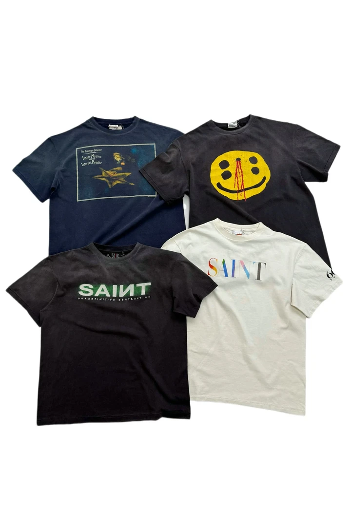 Saint Mxxxxx2025夏季新款西海岸阳光做旧褪色复古VINTAGE短袖T恤