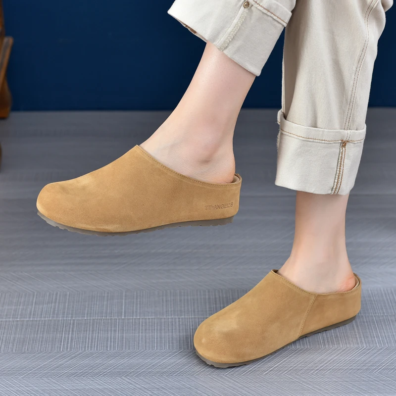 包头拖鞋女外穿复古勃肯鞋半拖2025春款厚底增高软底一脚蹬懒人拖