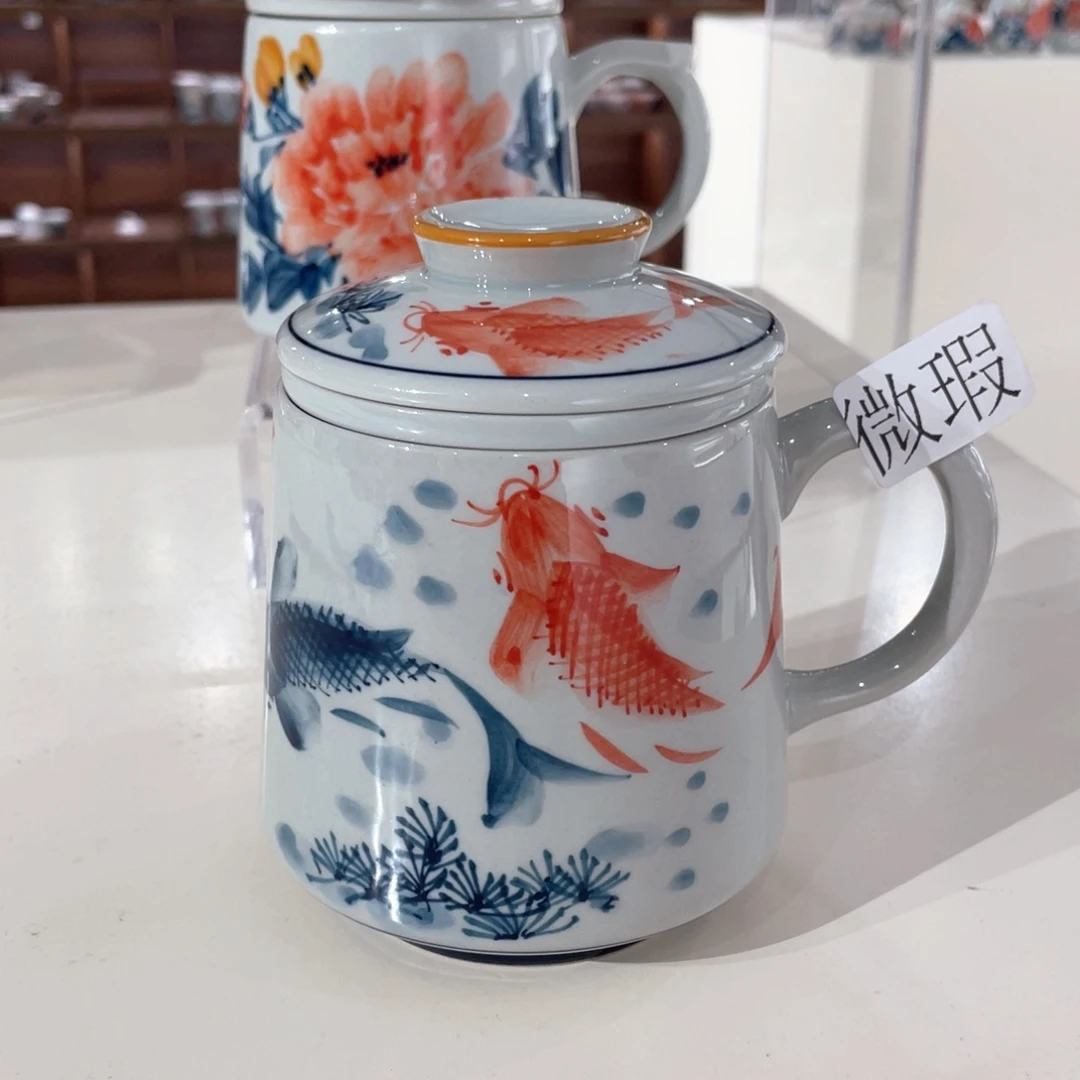 釉下手绘茶具微瑕