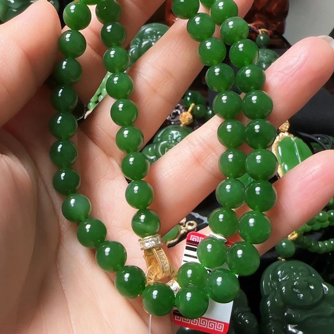 和田玉（碧玉）颈饰银S925镶嵌