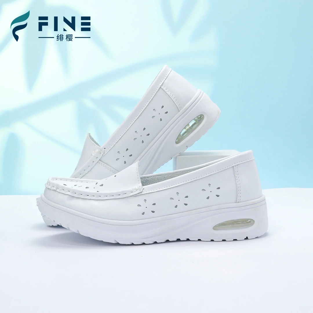 护士鞋软底透气不累脚防臭柔软春季厚底增高防滑耐磨百搭防臭镂空