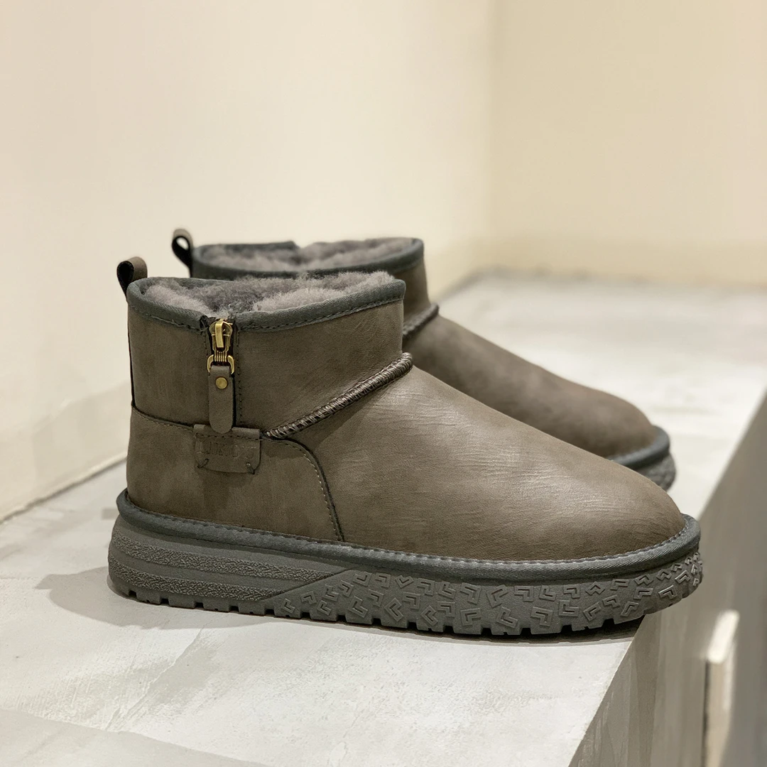 CJ8821全羊毛真皮雪地靴男鞋保暖加绒加厚冬季保暖东北大棉鞋防水