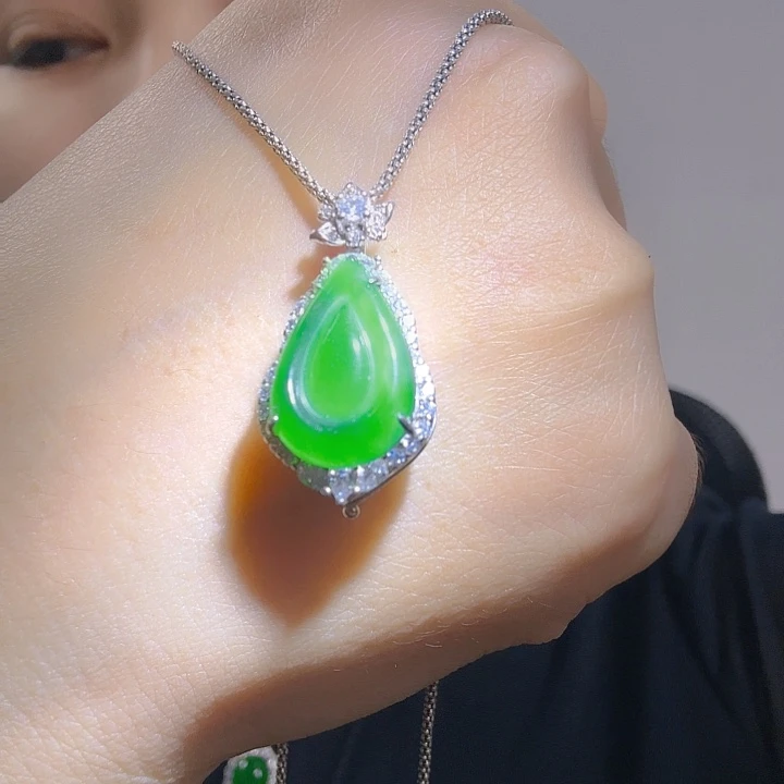 翡翠银S925镶嵌吊坠(不含链)