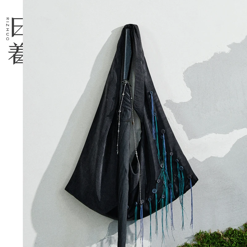 日着侠2025夏新款流苏单肩包拼接大容量小清新帆布包袋女RD2545B0