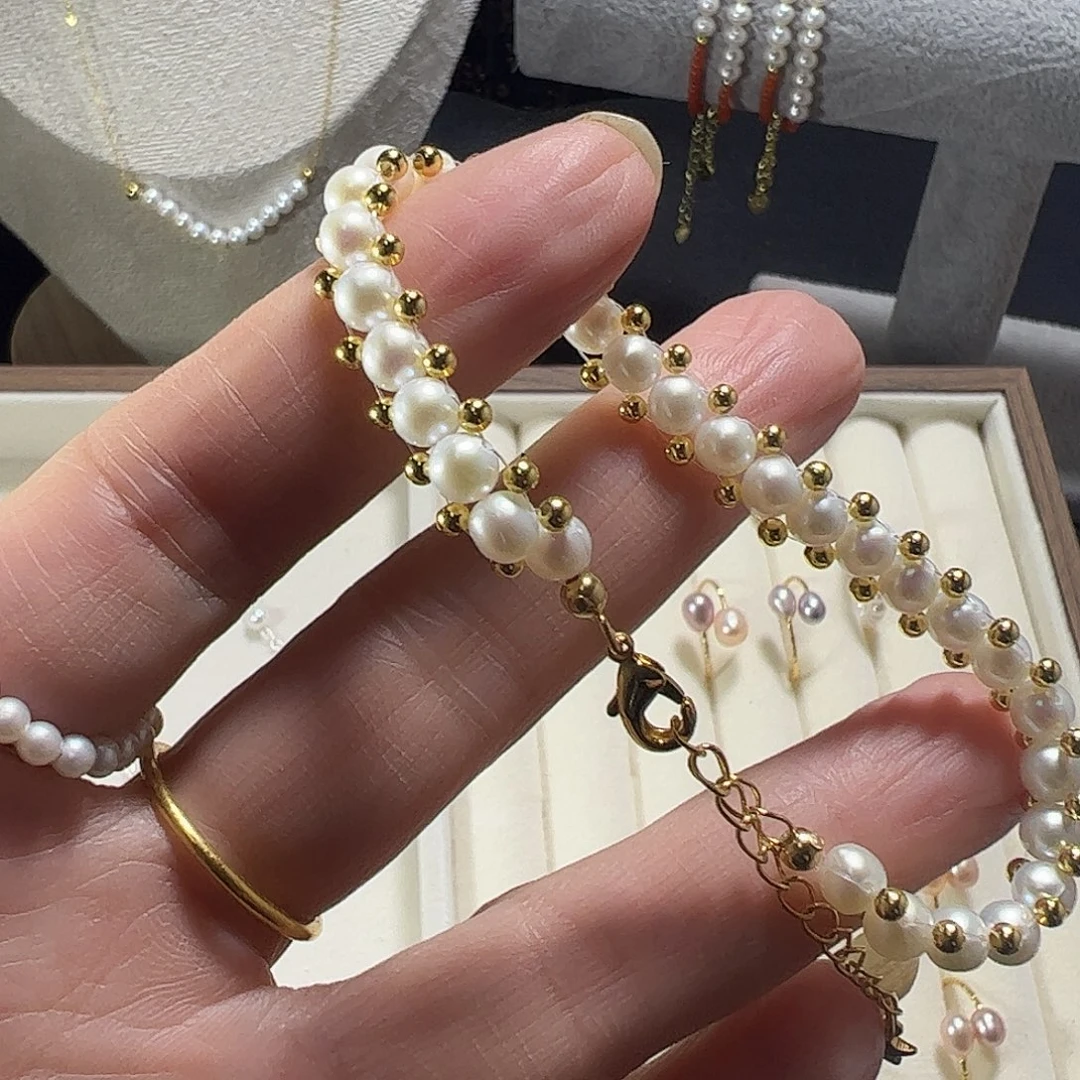 银S925镶嵌手链淡水珍珠