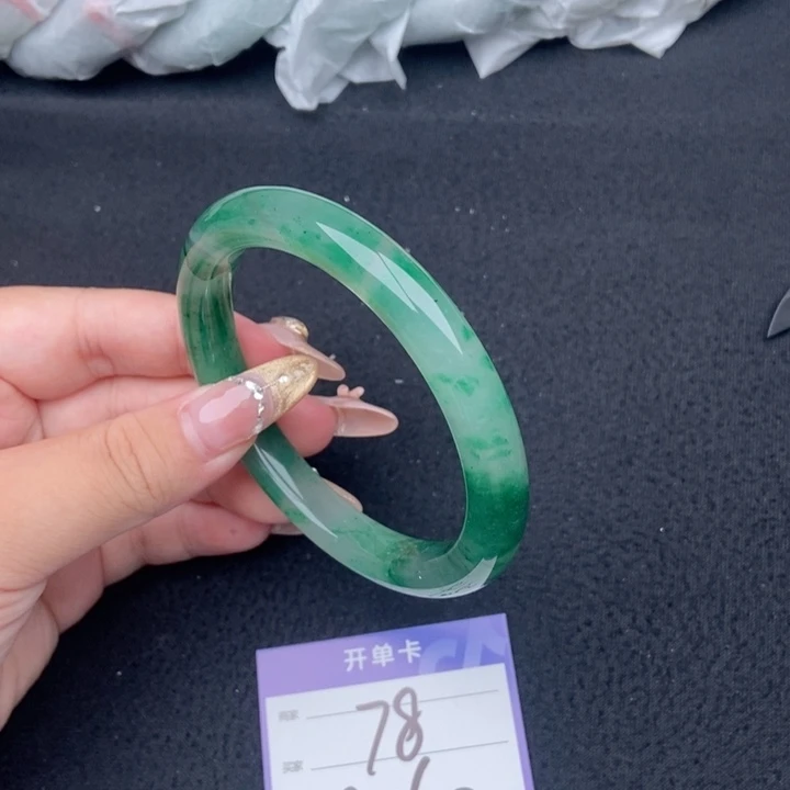 竹牌天然A货非洲翠手镯78