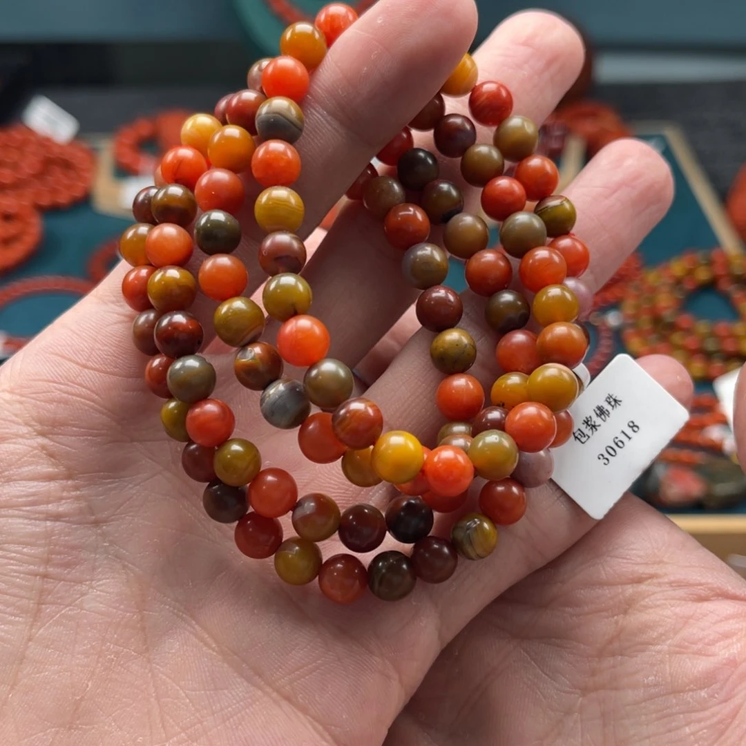 南红玛瑙7mm多圈未镶嵌多样性发一件