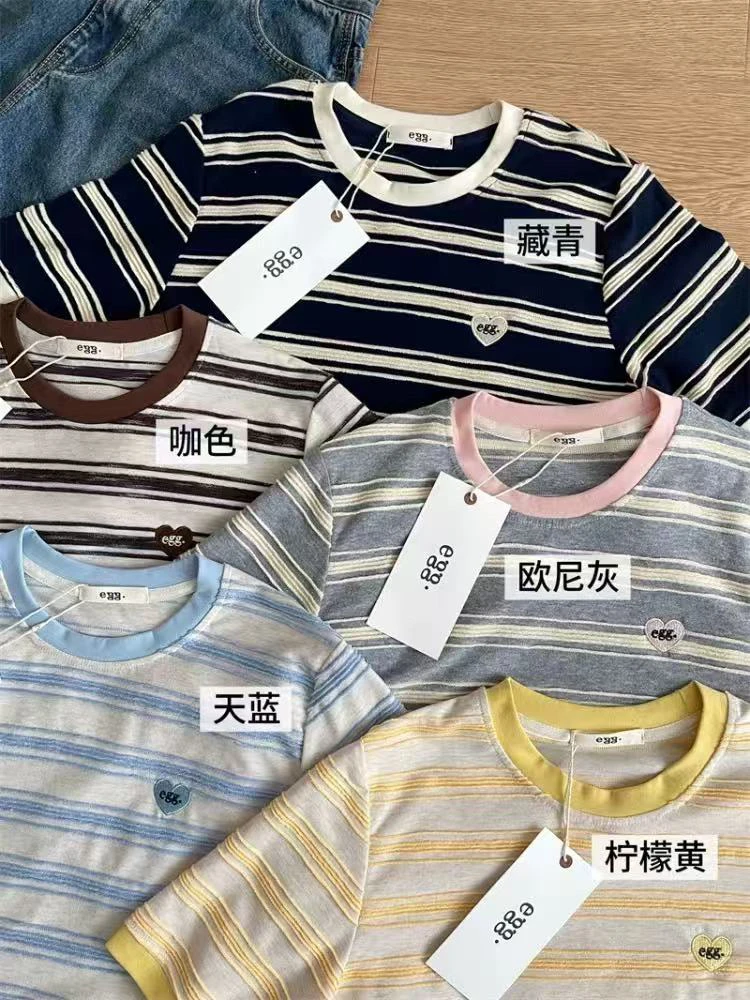 252503 条纹egg爱心T恤