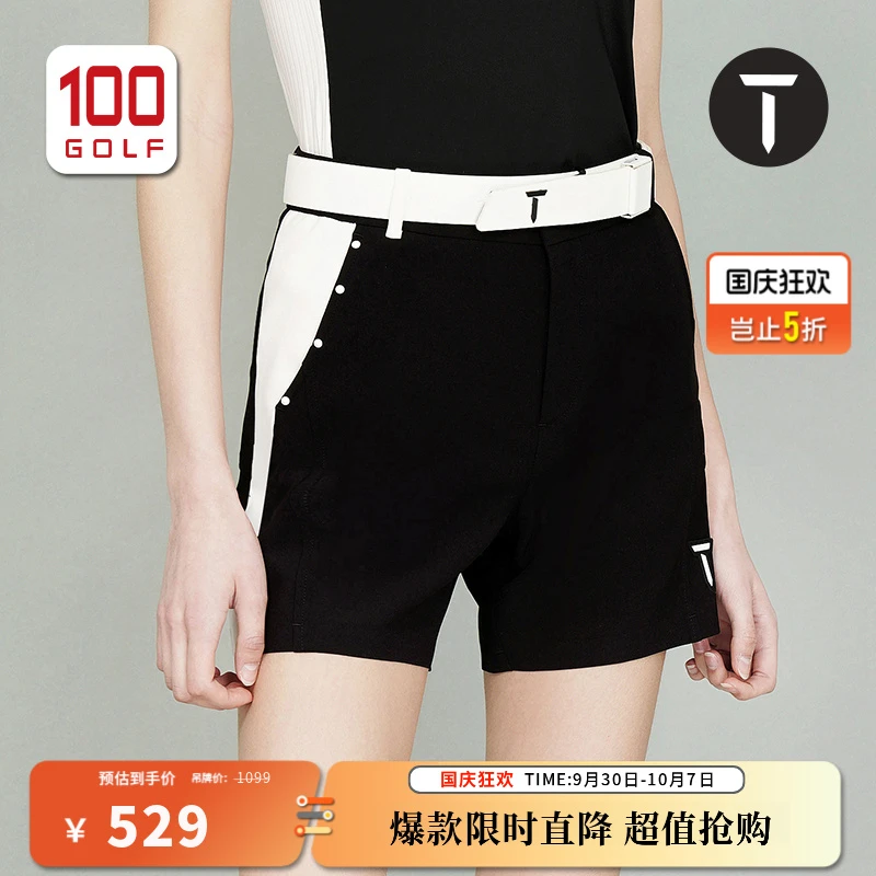 EuropeanTour欧巡赛高尔夫服饰女运动弹力黑白拼色短裤EF231DY031