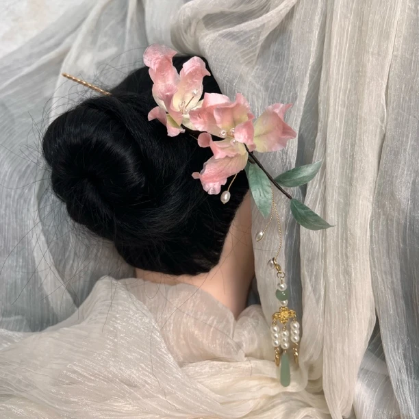 春亦归古风发饰绒花发簪 手工制作默认微瑕