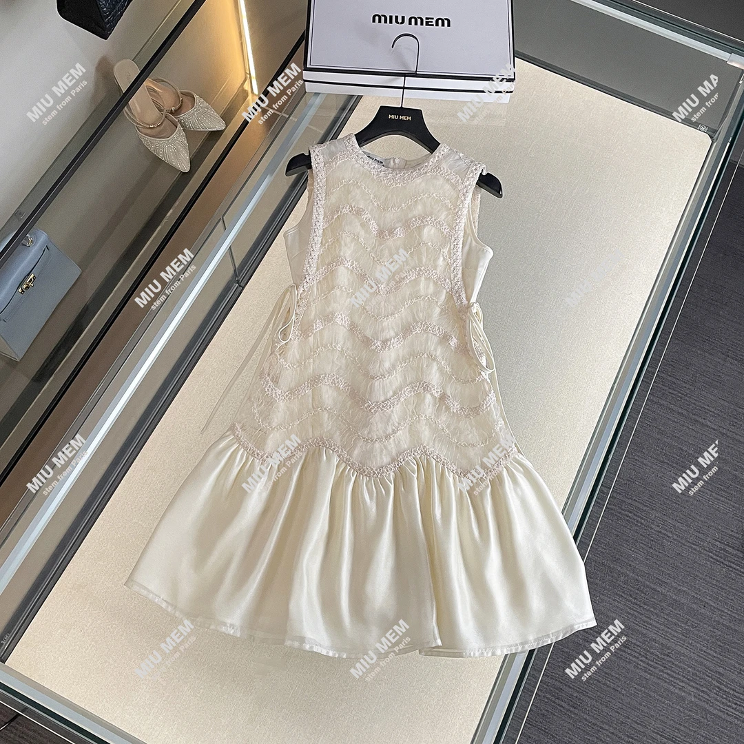 【日落海边2.0】法式温柔气质连衣裙网纱拼接无袖背心裙DY6860