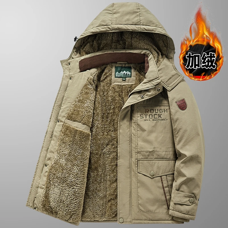富比莫维冬装外套男加绒加厚棉衣户外冲锋衣多袋工装棉服宽松大码