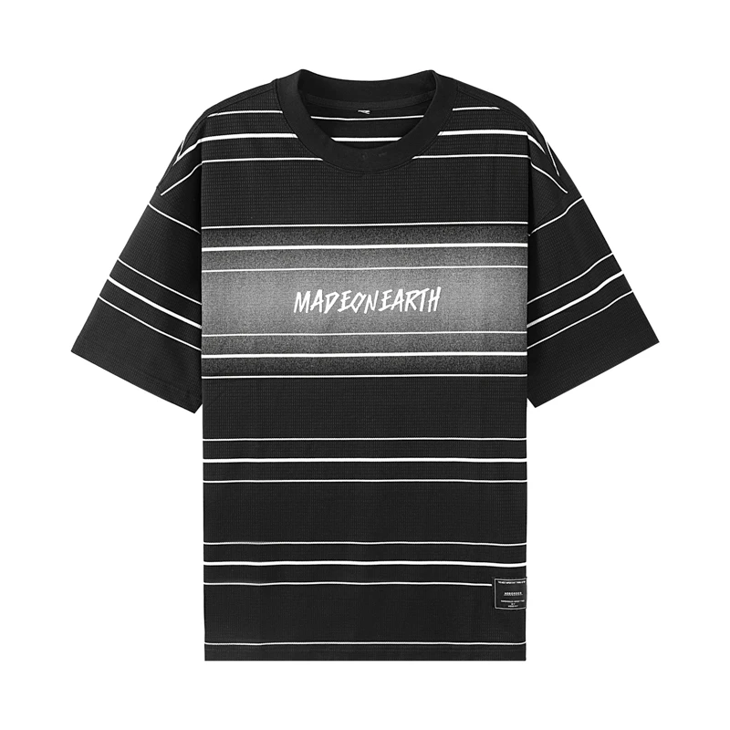 【胡轩推荐】潮流条纹路圆领短袖T恤Z102420019101潮流百搭