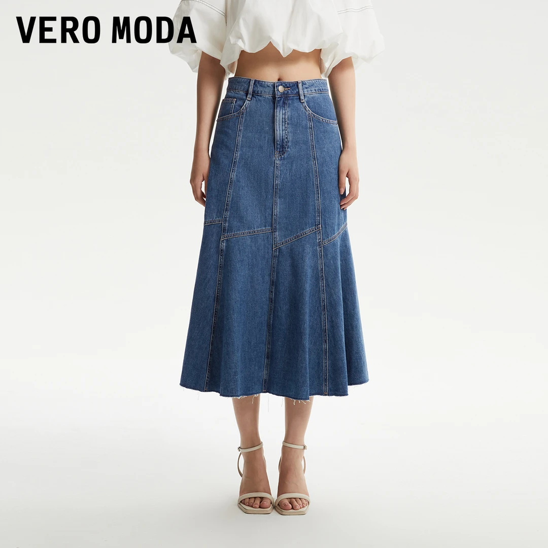 Vero Moda半身裙新款高腰鱼尾设计中长款牛仔千金贵系323337038
