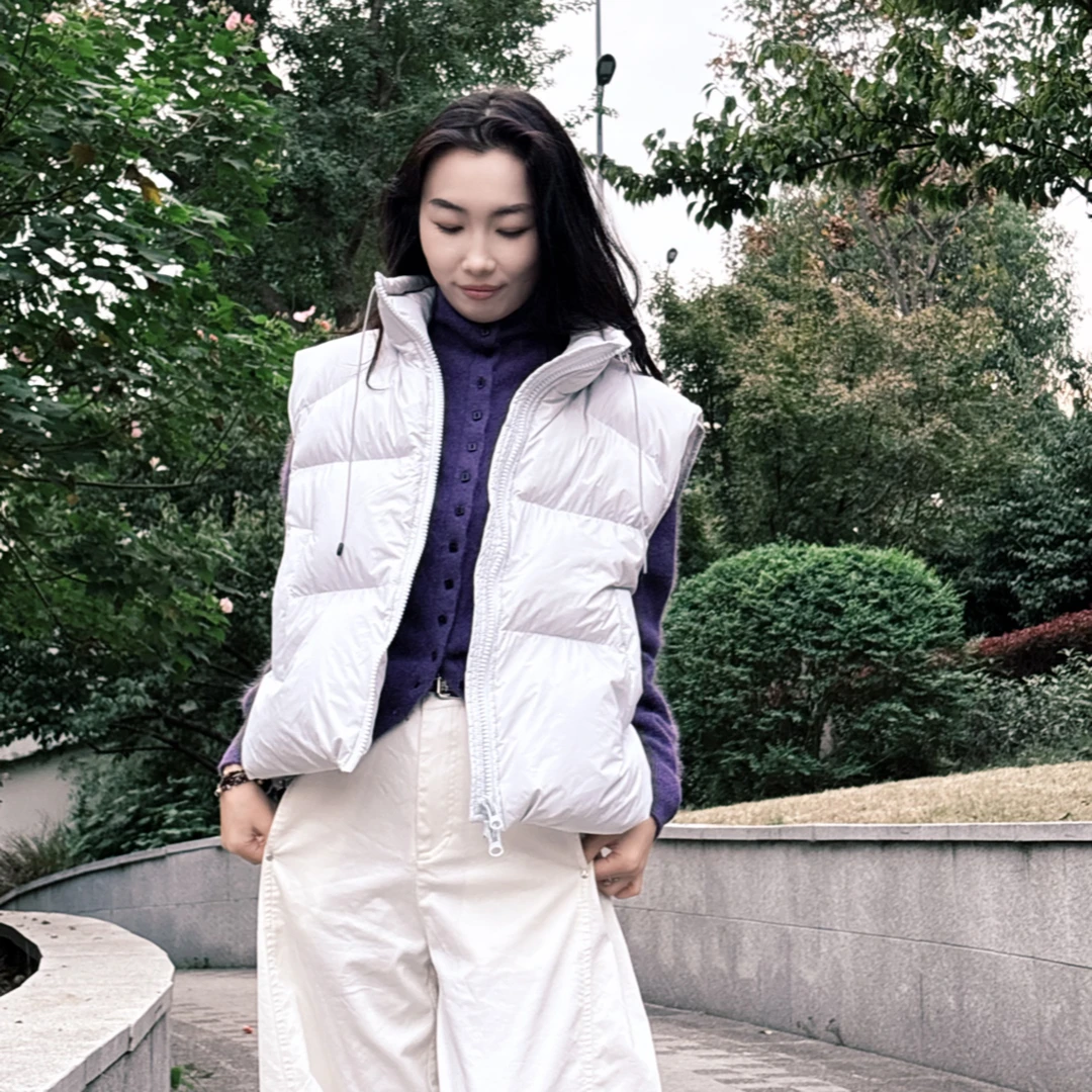 立领女无袖秋冬户外马甲