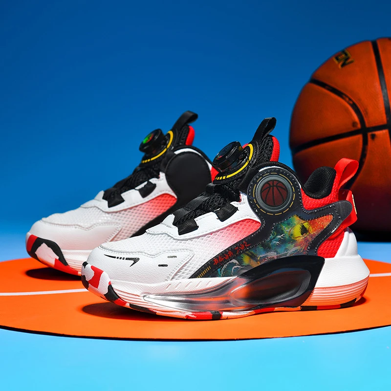 夏季网面透气儿童减震篮球鞋新款轻便防滑男童中大童专业实战球鞋