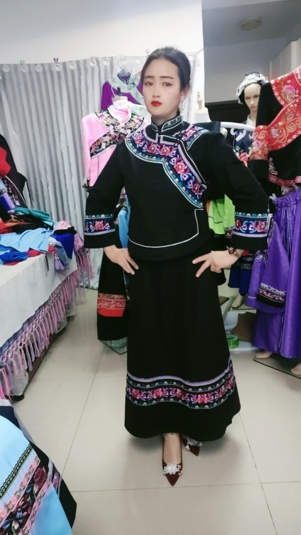 土布棉质少数民族服饰云南广西湖南贵州刺绣复古时尚套装