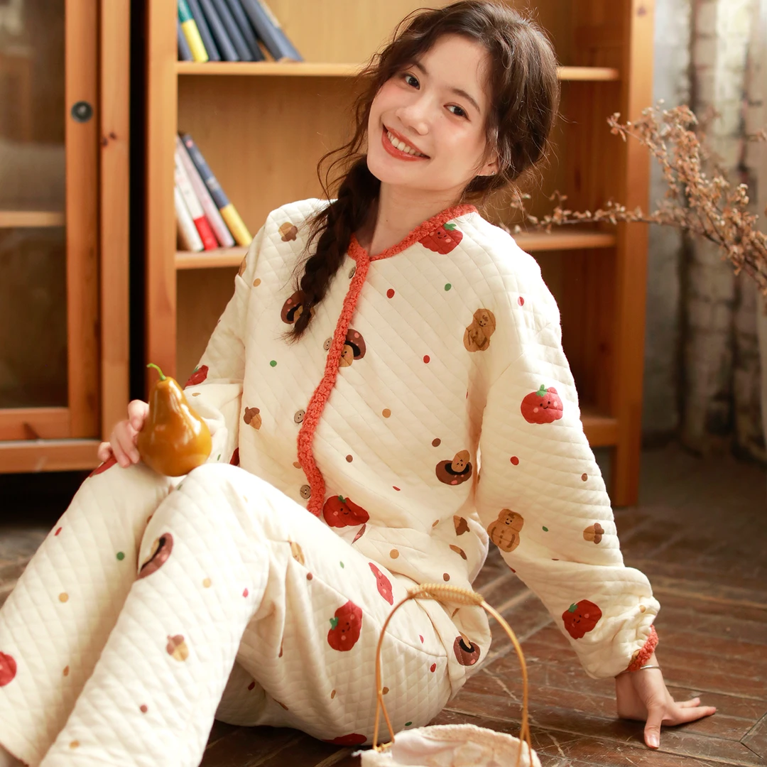 『蔬菜庄园』富朵秋冬空气棉月子服孕妇哺乳保暖睡衣产后家居服套装