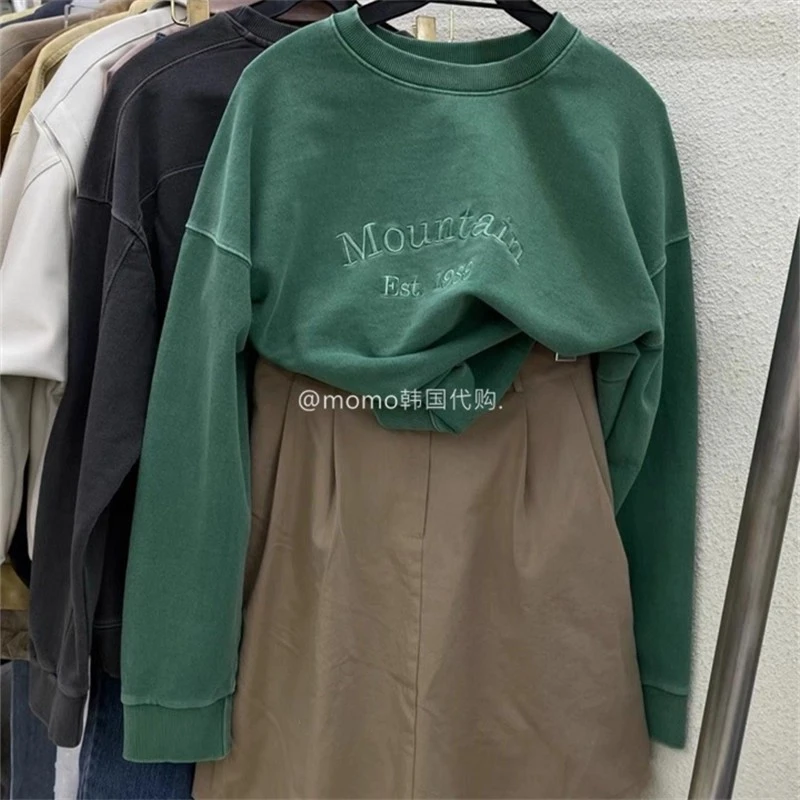 秋新品韩国代购圆领刺绣字母休闲圈圈棉卫衣55