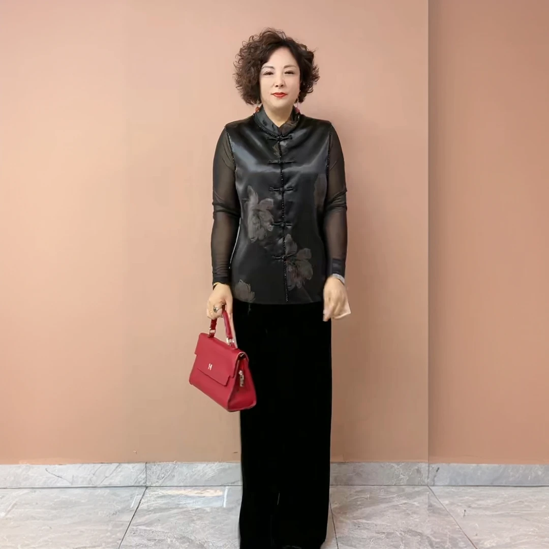 2528原版正品早秋复古马甲加阔腿裤打底衫三件套