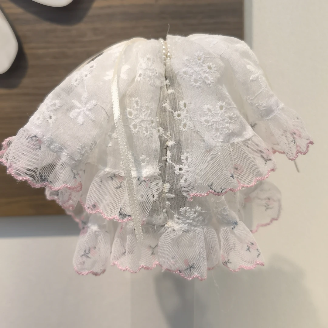 A632白色刺绣花花蕾丝马尾抓夹