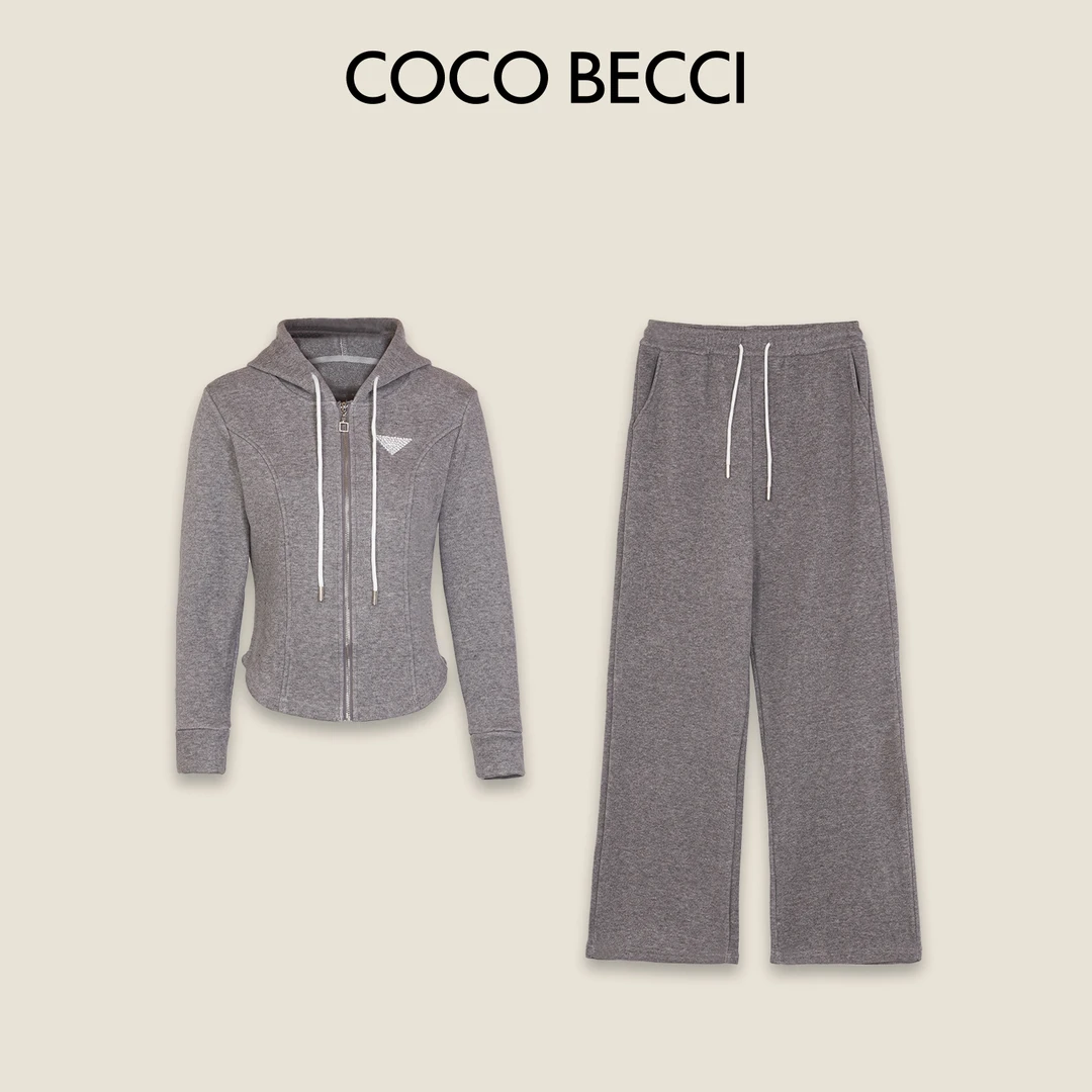 COCO BECCI【暖绒套装】天丝绵羊毛舒适简约连帽套装CFLJD254134