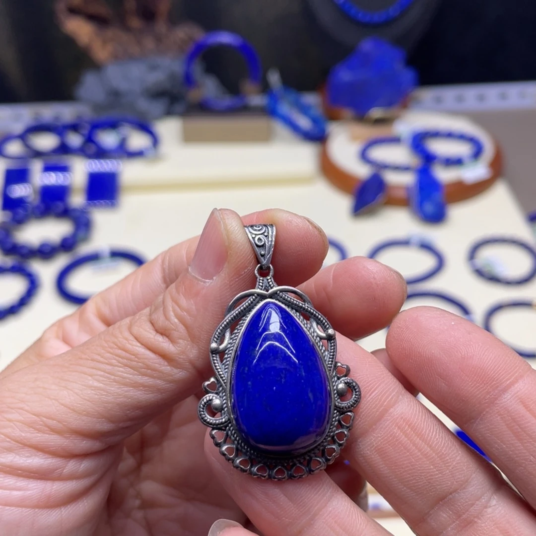 银S925镶嵌青金石吊坠