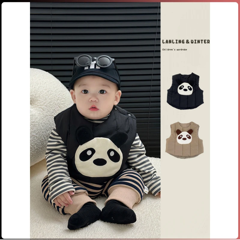 儿童潮牌服装男童秋冬装加厚马甲背心打底衫裤子三件时髦洋气童装