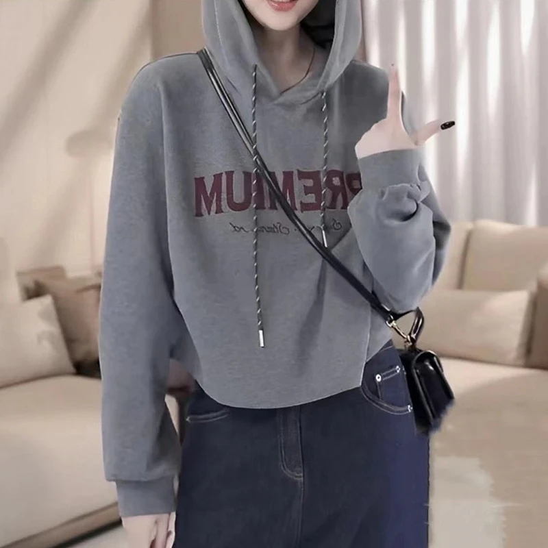 高含棉韩版连帽卫衣女2025年秋季新款小个子时尚洋气百搭长袖上衣