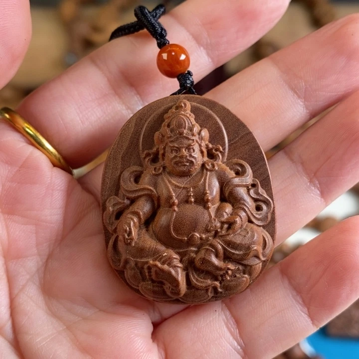 檀香木无事牌老山檀香黄财神