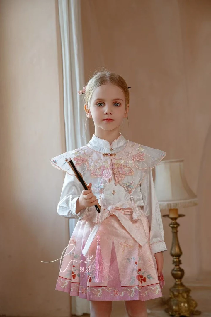 高端国风小童马面裙套装小女孩半裙80023