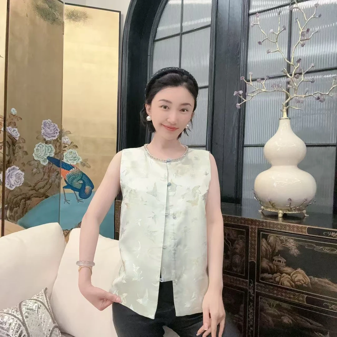 Betty Bairn【云梦蝶】新中式桑蚕丝刺绣马甲25B-BW8792