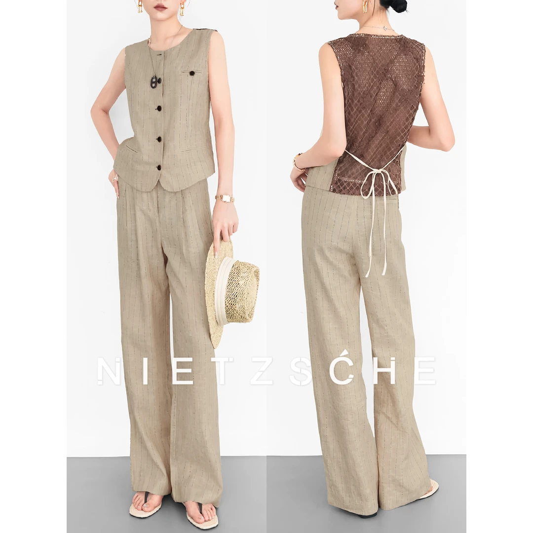 Nietzsche｜淡人亚麻套装｜1oo%亚麻松弛感随性老钱风慵懒套装61827